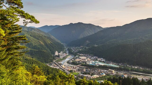 Gero, Gifu, Japan from the Mountains at Dusk