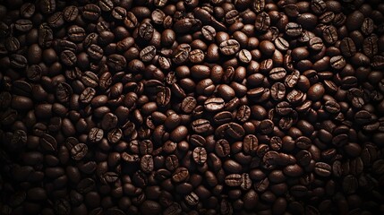 Closeup of Freshly Roasted Premium Coffee Beans with Detailed Texture