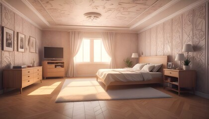 Photo interior modern design room 3d illustration;