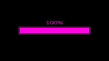 pink loading bar progress countdown animation computer graphic isolated on a black background. 4k Video