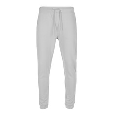 The lower part of the light gray tracksuit with laces