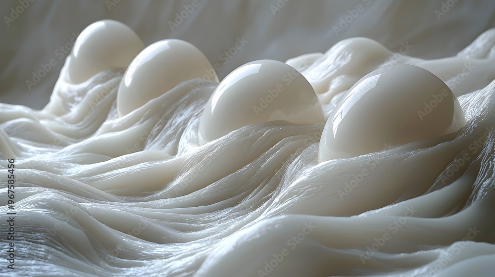 Poster soft fluffy eggs nest in cozy minimal studio setting