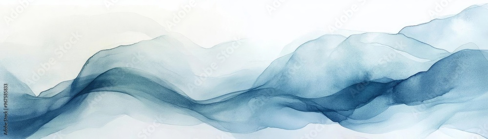 Poster artistic blue abstract wave pattern with smooth flowing lines on a light background, ideal for backg