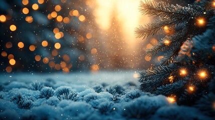 Christmas tree with red ornaments and snowflakes on a dark background, close-up. Christmas card concept.