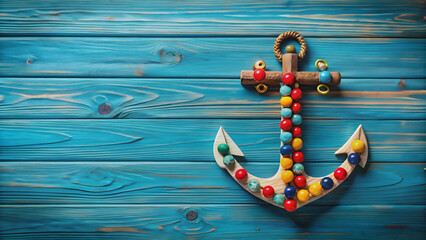Colorful anchor with nautical elements for National Maritime Day celebration, maritime, anchor,colorful, national, holiday