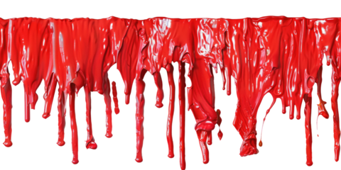  Dripping red liquid color 3d render isolated on png background.