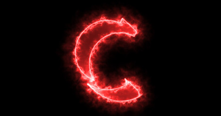 Neon C alphabet on black background. C alphabet neon moving outline for an online shop, blog, web, cafe, and hotel on a black BG.Technology video material animation. Easy to use in any video.