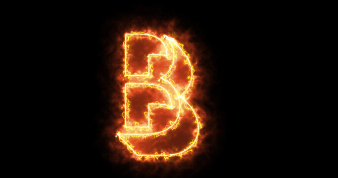 Neon B alphabet on black background. B alphabet neon moving outline for an online shop, blog, web, cafe, and hotel on a black BG.Technology video material animation. Easy to use in any video.