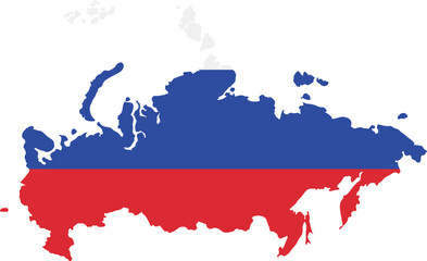 Russia country map with flag