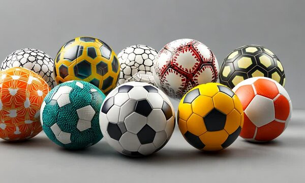 Collection of colorful soccer balls