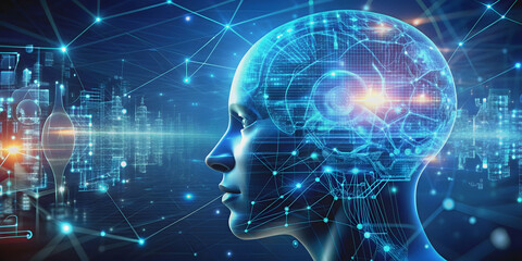 Artificial intelligence concept showing futuristic technology and machine learning , technology, robotics
