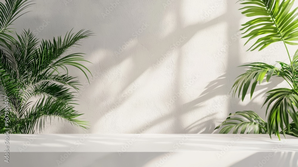 Poster decorative blurred backdrop for product presentation. empty room with shadows of windows. display pr