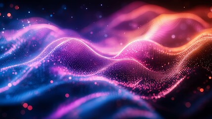 Abstract Pink and Blue Glowing Wave