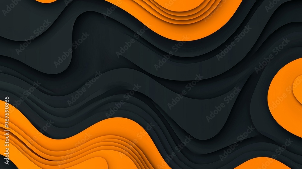 Poster a panorama abstract fluid wave curve banner with a dark background. icon. black abstract background.