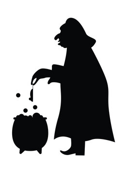 black witch stirring cauldron silhouette clip art preview