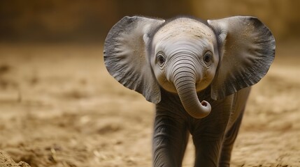 Curious Baby Elephant Exploring in Natural Habitat