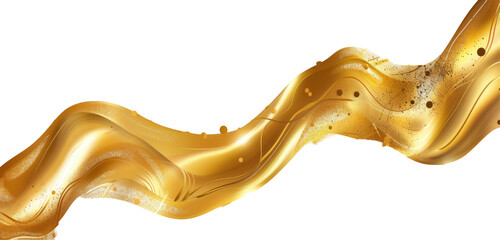 Golden wave isolated on png background.