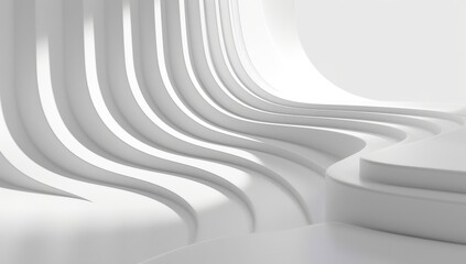 Modern architecture interior for product presentation, 3d background with wave curved wall