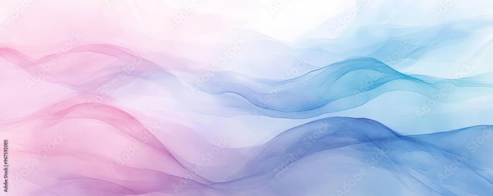 Poster soft pastel waves blend elegantly, creating a serene and calming background perfect for design and a
