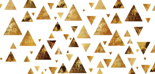 3D Golden and White Abstract Polygon on Png Background.