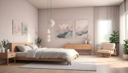 Fototapeta premium Photo interior modern design room 3d illustration;