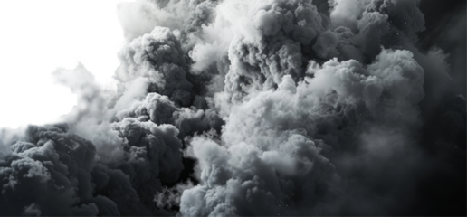 Wide Design of Dark Cloud Smoke Isolated on Png Background.