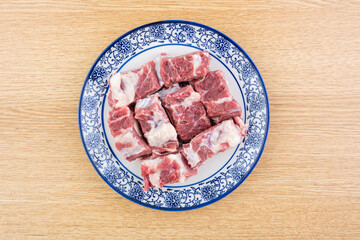 A plate of fresh beef ribs