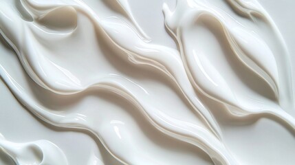 Obraz premium An elegant white foam cream texture. This is a background made up of a cosmetic cleanser, shower gel, shaving foam. Creamy cleansing skincare bubbles.