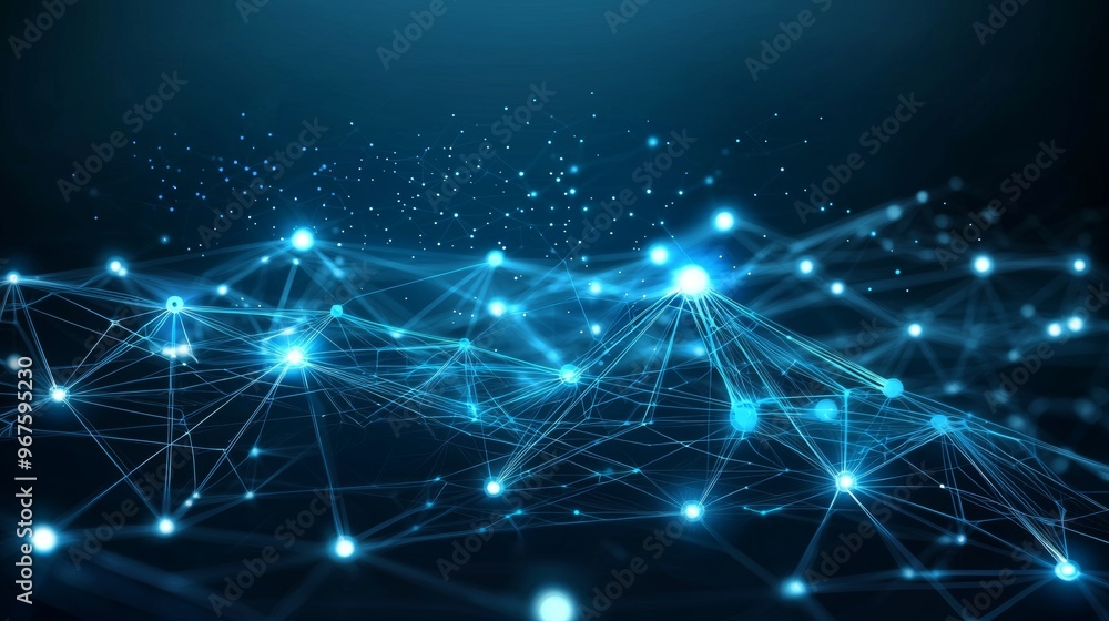 Poster blue abstract plexus geometry background. digital technology network connection concept in 3d.