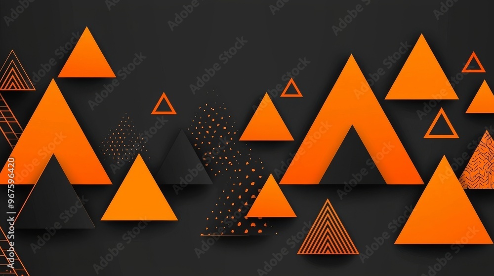Poster the triangle design was created with a pattern in black. modern technology concept design for use as