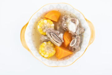 Chinese delicious soup - corn carrot steak soup