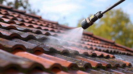 Pressure Washing a Dirty Tile Roof