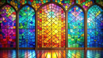 Colorful abstract stained glass window background, stained glass, colorful, abstract, window, decoration, design, art