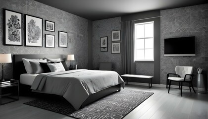 Photo interior modern design room 3d illustration;