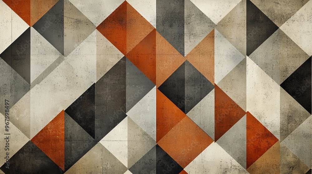 Poster The background is made up of intersecting geometric figures, with a vintage paper texture in the shape of a square.