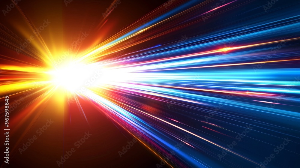 Poster an abstract dark background with rays of colour moving outwards