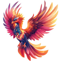 Obraz premium A stunning phoenix illustration featuring vibrant colors and intricate feather details, symbolizing rebirth and beauty.