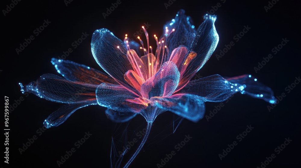 Poster Glowing Digital Flower