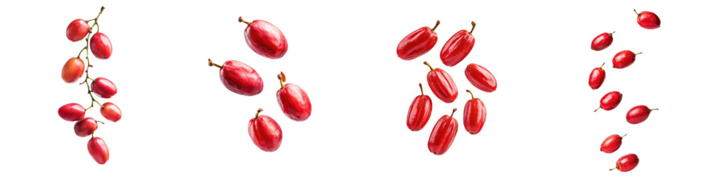 falling ripe barbadine fruits on white background, full depth of field,transparent background