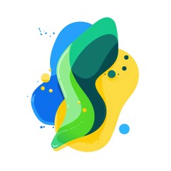 Flat abstract fluid and color blobs png vector.
