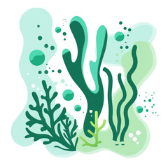 Green Coral Reefs Underwater Ocean Painting Png.