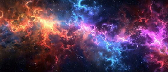 Naklejka premium A colorful galaxy with a bright orange cloud in the middle