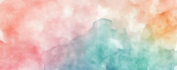 A soft watercolor abstract background featuring gentle hues of pink, teal, and orange, perfect for creative projects.