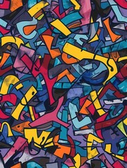 Obraz premium 23 Graffiti patterns flat design front view urban chaos theme water color Complementary Color Scheme