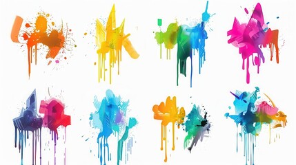 27 Urban spray symbols flat design side view street protest theme water color vivid