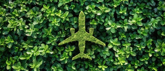 A green plant with a small airplane on it