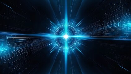 Obraz premium blue and black colors glowing digital pattern futuristic abstract background