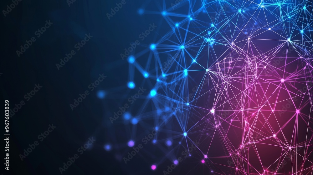 Poster Computer-generated abstract background featuring a colorful glowing nanotechnology grid.
