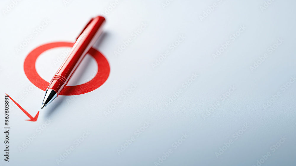 Aufkleber a red pen is marking checklist with bold red target symbol, emphasizing focus and precision in busin
