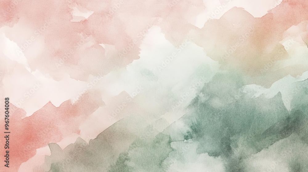 Poster a soft blend of pastel colors in a watercolor style, creating a serene and soothing background for v